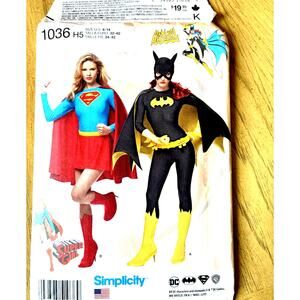 Simplicity S0680 DC Comics Super Girl & Bat Girl Costumes Sz 6-14 UNCUT Pattern